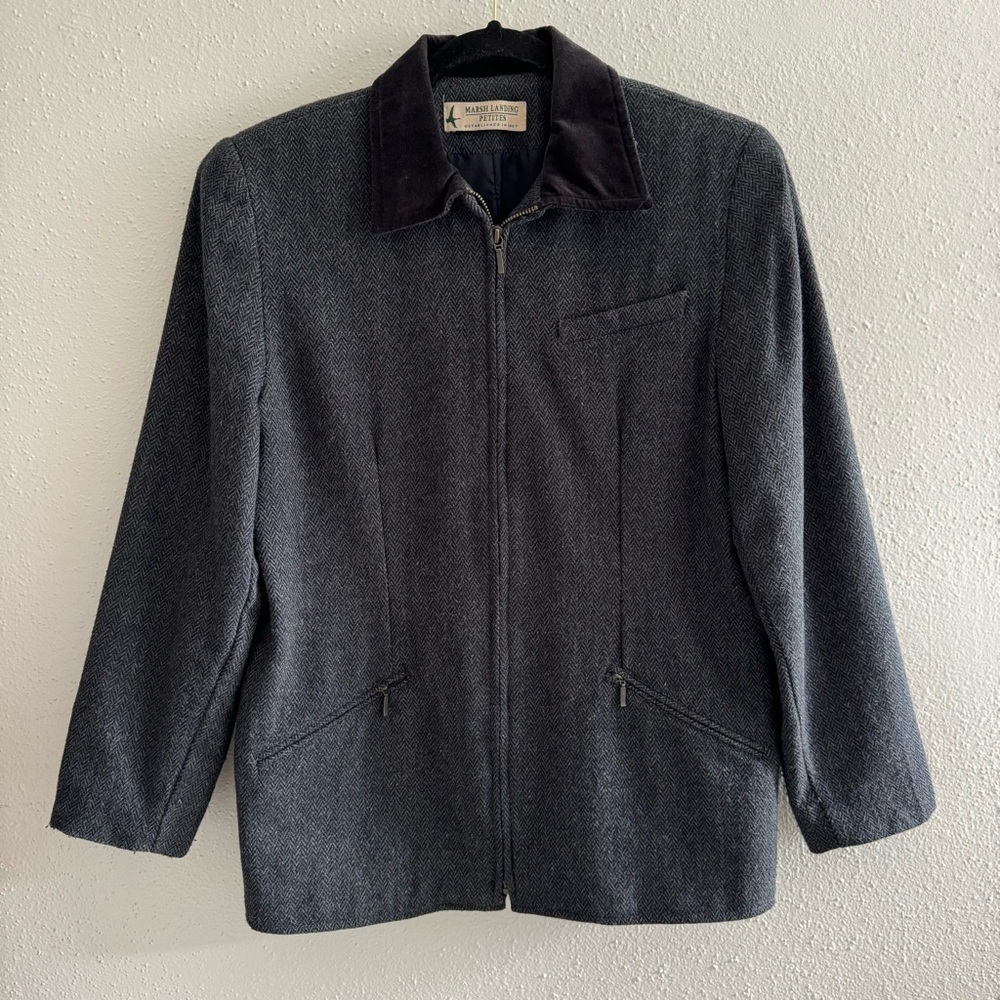 Vintage Marsh Landing Petites Herringbone Jacket, Size Medium